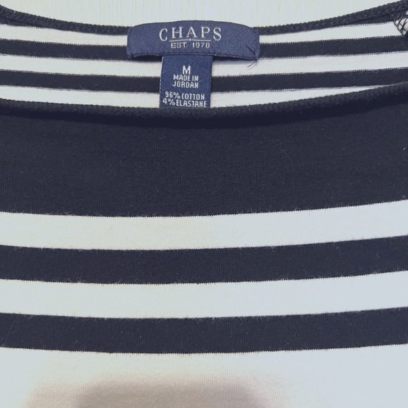 Chaps-Medium-Black & White Strips-Stretch-Casual-Classy-travel-vacation - Picture 2 of 8